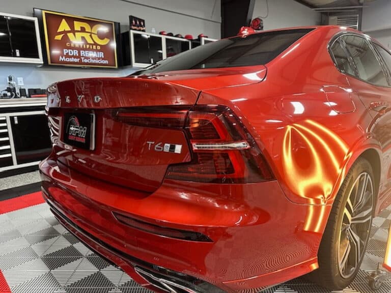 volvo s60 rear quarter panel dent before paintless dent repair rpm raynham massachusetts